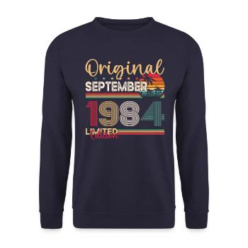 39ème Anniversaire Original Septembre Millésime 1984 - Sweat-shirt Unisexe - marine - Devant - Alina (178cm) & Michal (187cm)