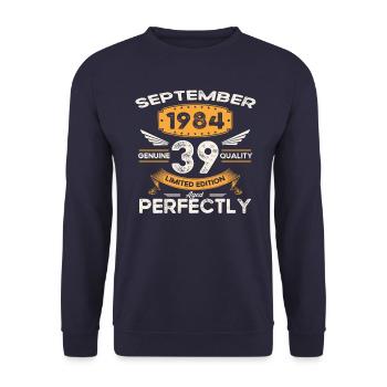 Septembre Millésime 1984 39ème Anniversaire Millésime - Sweat-shirt Unisexe - marine - Devant - Alina (178cm) & Michal (187cm)