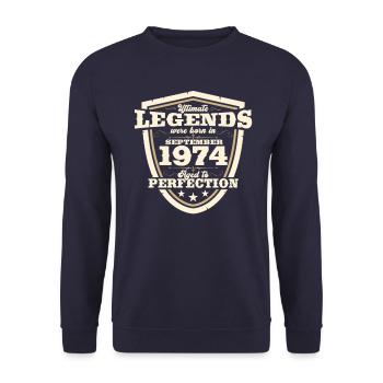 49ème Anniversaire Millésime Septembre Millésime 1974 - Sweat-shirt Unisexe - marine - Devant - Alina (178cm) & Michal (187cm)