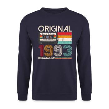 30ème Anniversaire Septembre Millésime 1993 Cassette - Sweat-shirt Unisexe - marine - Devant - Alina (178cm) & Michal (187cm)
