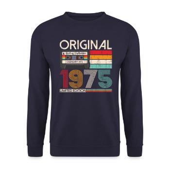 48e anniversaire septembre millésime 1975 cassette - Sweat-shirt Unisexe - marine - Devant - Alina (178cm) & Michal (187cm)