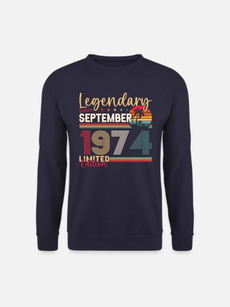 49. Geburtstag September Jahrgang 1974 Vintage - Unisex Pullover - Navy