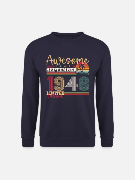 75. Geburtstag September Jahrgang 1948 Awesome - Unisex Pullover - Navy