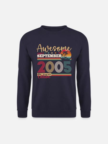 18. Geburtstag September Jahrgang 2005 Awesome - Unisex Pullover - Navy