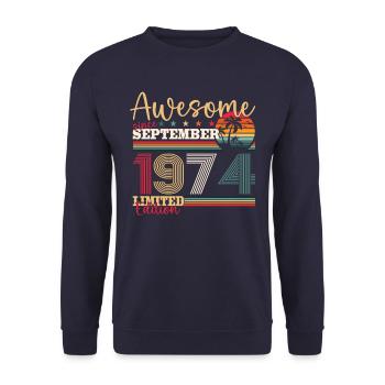 49ème anniversaire septembre millésime 1974 génial - Sweat-shirt Unisexe - marine - Devant - Alina (178cm) & Michal (187cm)