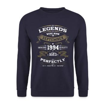 29ème anniversaire Légendaire Septembre Millésime 1994 - Sweat-shirt Unisexe - marine - Devant - Alina (178cm) & Michal (187cm)