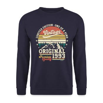 30th Birthday Men's Vintage 1993 Vintage Retro - Unisex Sweatshirt - navy - Front - Alina (178cm) & Michal (187cm)