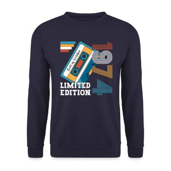 49th Birthday October Vintage 1974 Cassette - Unisex Sweatshirt - navy - Front - Alina (178cm) & Michal (187cm)