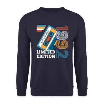 31st Birthday October Vintage 1992 Cassette - Unisex Sweatshirt - navy - Front - Alina (178cm) & Michal (187cm)