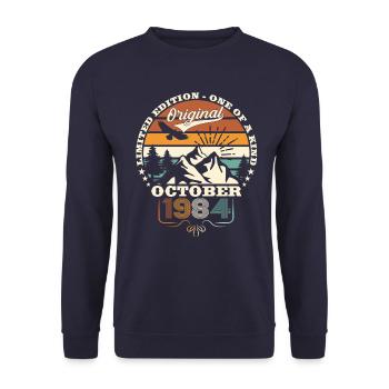 39ème Anniversaire Original Octobre Millésime 1984 - Sweat-shirt Unisexe - marine - Devant - Alina (178cm) & Michal (187cm)