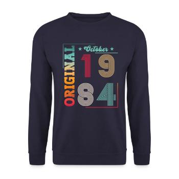 39ème Anniversaire Original Octobre Millésime 1984 - Sweat-shirt Unisexe - marine - Devant - Alina (178cm) & Michal (187cm)