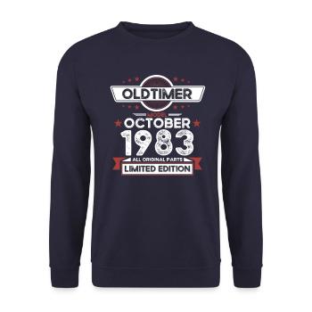 40e anniversaire Oldtimer Octobre Année 1983 - Sweat-shirt Unisexe - marine - Devant - Alina (178cm) & Michal (187cm)