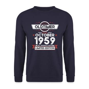 64th birthday classic car October vintage 1959 - Unisex Sweatshirt - navy - Front - Alina (178cm) & Michal (187cm)