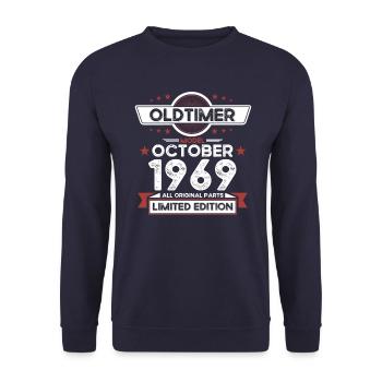 54th birthday classic car October vintage 1969 - Unisex Sweatshirt - navy - Front - Alina (178cm) & Michal (187cm)