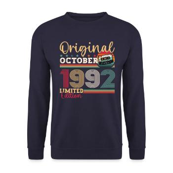 31st Birthday October Vintage 1992 Cassette - Unisex Sweatshirt - navy - Front - Alina (178cm) & Michal (187cm)