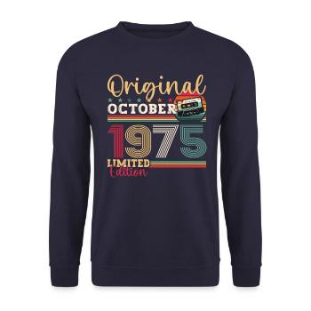 48e anniversaire octobre millésime 1975 cassette - Sweat-shirt Unisexe - marine - Devant - Alina (178cm) & Michal (187cm)