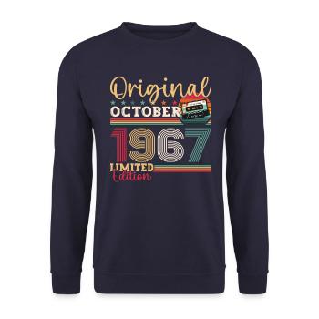 56e anniversaire Octobre Millésime 1967 Cassette - Sweat-shirt Unisexe - marine - Devant - Alina (178cm) & Michal (187cm)