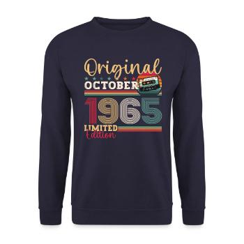 58th Birthday October Vintage 1965 Cassette - Unisex Sweatshirt - navy - Front - Alina (178cm) & Michal (187cm)