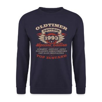 30. Geburtstag Oldtimer Oktober Jahrgang 1993 - Unisex Pullover - Navy - Vorne - Alina (178cm) & Michal (187cm)