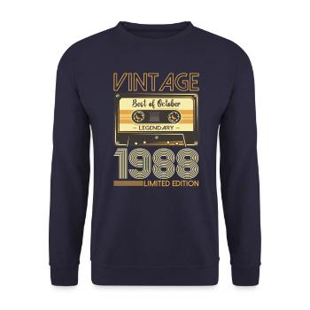 35th Birthday Cassette October Vintage 1988 Tape - Unisex Sweatshirt - navy - Front - Alina (178cm) & Michal (187cm)