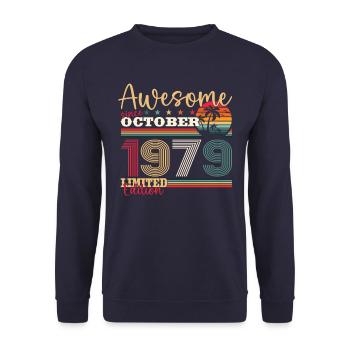 44th Birthday Gift Husband October Vintage 1979 - Unisex Sweatshirt - navy - Front - Alina (178cm) & Michal (187cm)