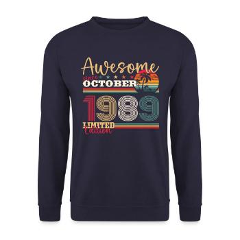 34th Birthday Gift Husband October Vintage 1989 - Unisex Sweatshirt - navy - Front - Alina (178cm) & Michal (187cm)
