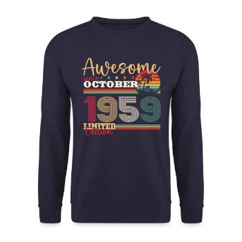 64th Birthday Gift Husband October Vintage 1959 - Unisex Sweatshirt - navy - Front - Alina (178cm) & Michal (187cm)
