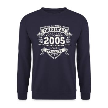 18th Birthday Gift Husband October Vintage 2005 - Unisex Sweatshirt - navy - Front - Alina (178cm) & Michal (187cm)