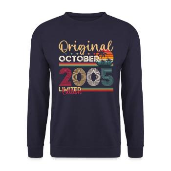 18th Birthday Husband Original October Vintage 2005 - Unisex Sweatshirt - navy - Front - Alina (178cm) & Michal (187cm)