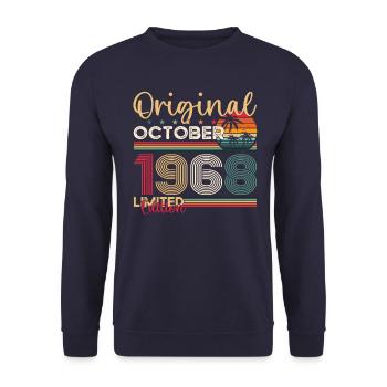 55th Birthday Husband Original October Vintage 1968 - Unisex Sweatshirt - navy - Front - Alina (178cm) & Michal (187cm)