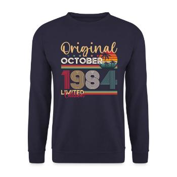 39ème anniversaire mari original octobre millésime 1984 - Sweat-shirt Unisexe - marine - Devant - Alina (178cm) & Michal (187cm)