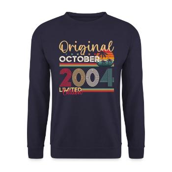 19th Birthday Husband Original October Vintage 2004 - Unisex Sweatshirt - navy - Front - Alina (178cm) & Michal (187cm)