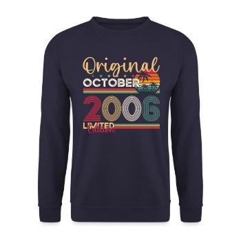 17th Birthday Husband Original October Vintage 2006 - Unisex Sweatshirt - navy - Front - Alina (178cm) & Michal (187cm)