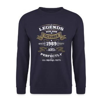34th Birthday Husband Legendary October Vintage 1989 - Unisex Sweatshirt - navy - Front - Alina (178cm) & Michal (187cm)