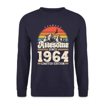 59e anniversaire mari Vintage 1964 Vintage rétro - Sweat-shirt Unisexe - marine - Devant - Alina (178cm) & Michal (187cm)