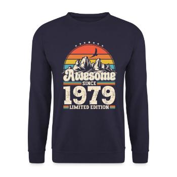 44e anniversaire mari Vintage 1979 Vintage rétro - Sweat-shirt Unisexe - marine - Devant - Alina (178cm) & Michal (187cm)