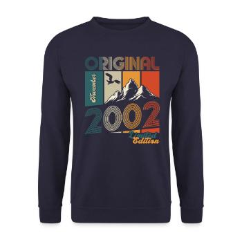 21st Birthday Original November Vintage 2002 - Unisex Sweatshirt - navy - Front - Alina (178cm) & Michal (187cm)