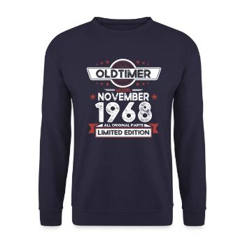 55e anniversaire Vintage Novembre Millésime 1968 - Sweat-shirt Unisexe - marine - Devant - Alina (178cm) & Michal (187cm)