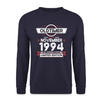 29th Birthday Classic Car November Vintage 1994 - Unisex Sweatshirt - navy - Front - Alina (178cm) & Michal (187cm)