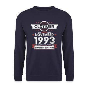 30th Birthday Vintage November Vintage 1993 - Unisex Sweatshirt - navy - Front - Alina (178cm) & Michal (187cm)