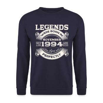 29th Birthday Original November Vintage 1994 - Unisex Sweatshirt - navy - Front - Alina (178cm) & Michal (187cm)
