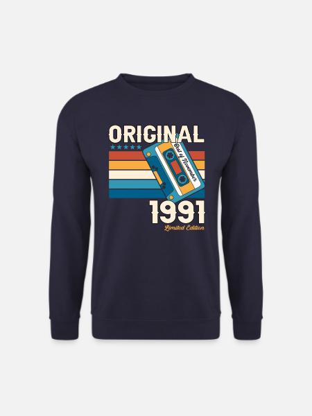 32e anniversaire Cassette Novembre Vintage 1991 - Sweat-shirt Unisexe - marine