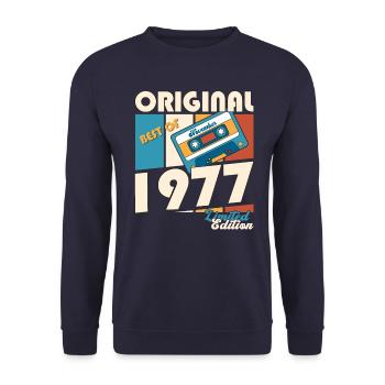 46e anniversaire Cassette novembre Vintage 1977 - Sweat-shirt Unisexe - marine - Devant - Alina (178cm) & Michal (187cm)