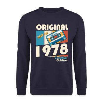 45e anniversaire Cassette Novembre Vintage 1978 - Sweat-shirt Unisexe - marine - Devant - Alina (178cm) & Michal (187cm)