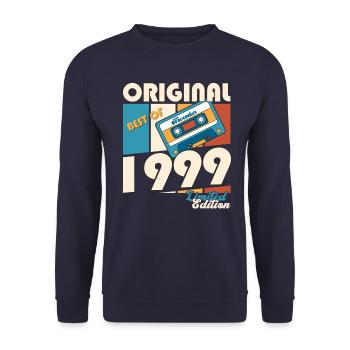 24e anniversaire novembre Vintage 1999 cassette - Sweat-shirt Unisexe - marine - Devant - Alina (178cm) & Michal (187cm)