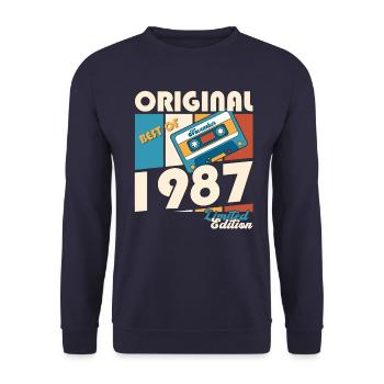 36e anniversaire Cassette Novembre Vintage 1987 - Sweat-shirt Unisexe - marine - Devant - Alina (178cm) & Michal (187cm)