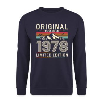 45e anniversaire Original Décembre Vintage 1978 - Sweat-shirt Unisexe - marine - Devant - Alina (178cm) & Michal (187cm)