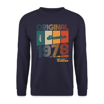 45e anniversaire Original Décembre Vintage 1978 - Sweat-shirt Unisexe - marine - Devant - Alina (178cm) & Michal (187cm)