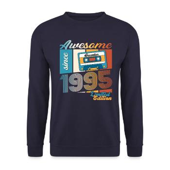 28e anniversaire Cassette décembre Vintage 1995 - Sweat-shirt Unisexe - marine - Devant - Alina (178cm) & Michal (187cm)