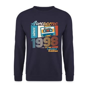 25th Birthday December Vintage 1998 Cassette - Unisex Sweatshirt - navy - Front - Alina (178cm) & Michal (187cm)
